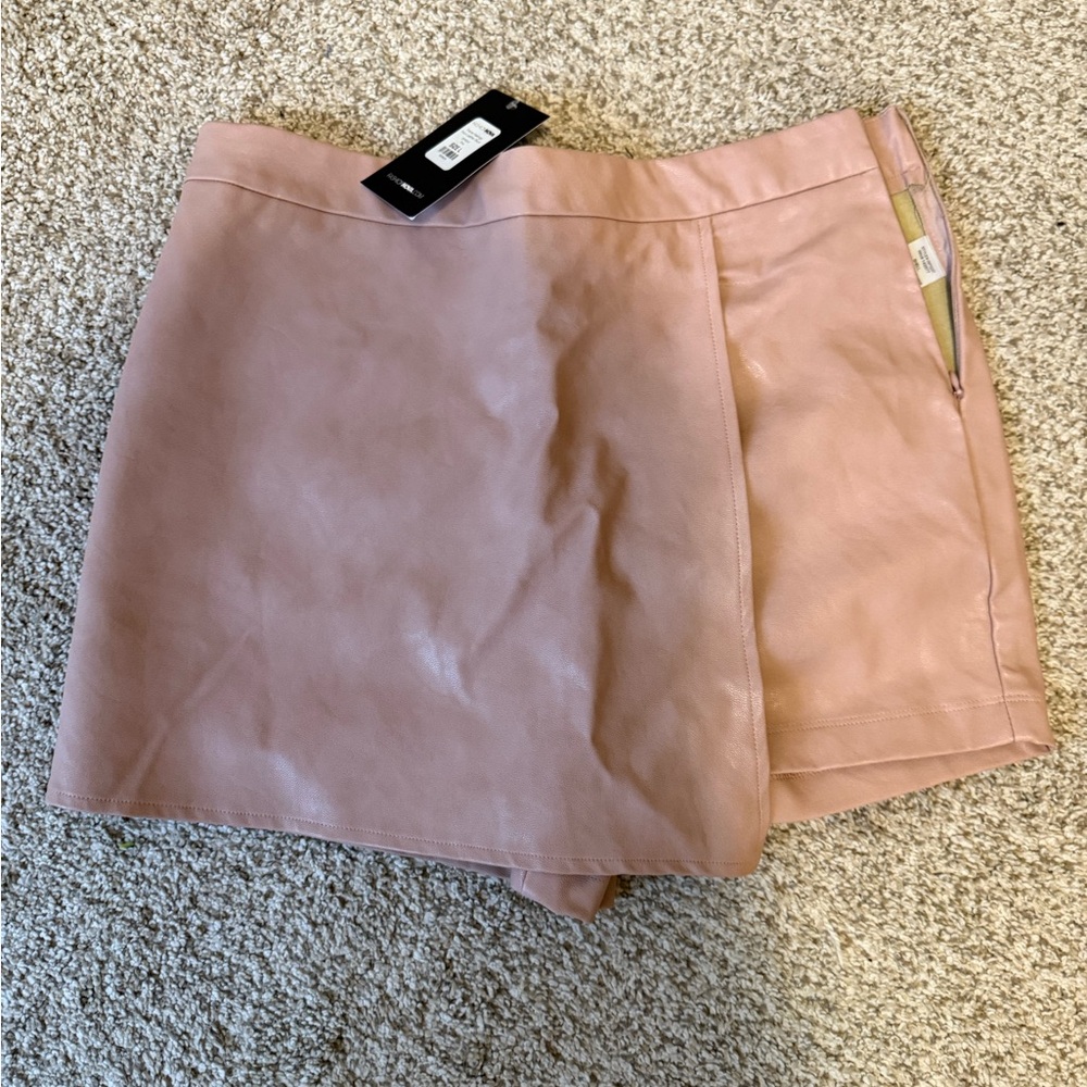 Blush Pink Leather Mini Skort